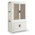 Cream Plastic Wardrobe Cabinet with Rolling Casters
