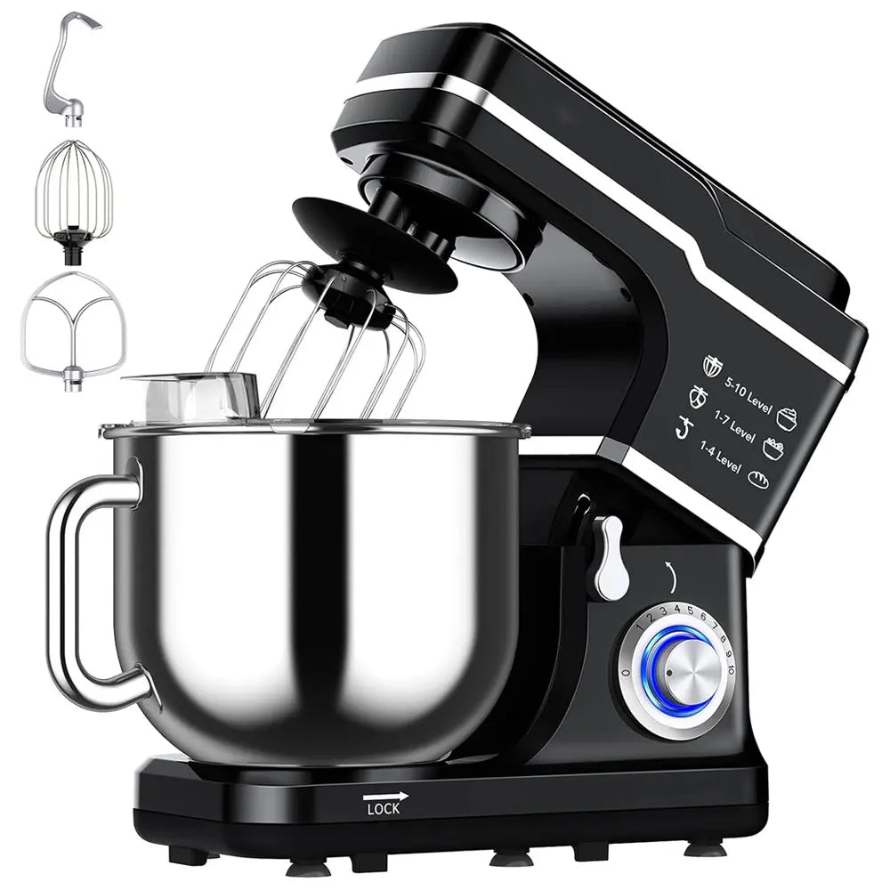 Black Tilt-Head Stand Mixer with Steel Bowl