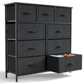 Nine-Drawer Dresser With Charcoal Fabric Bins