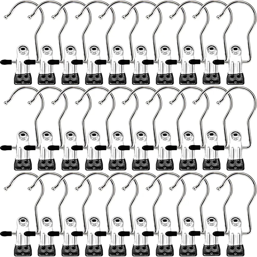 Metal Hanging Clips with Swivel Hooks, Black Pads