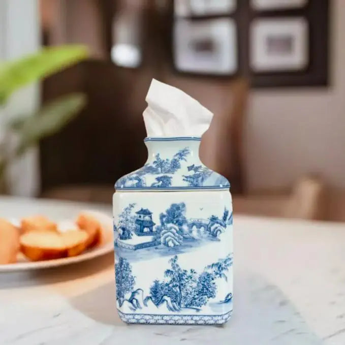 Blue and White Porcelain Tissue Box Cover
