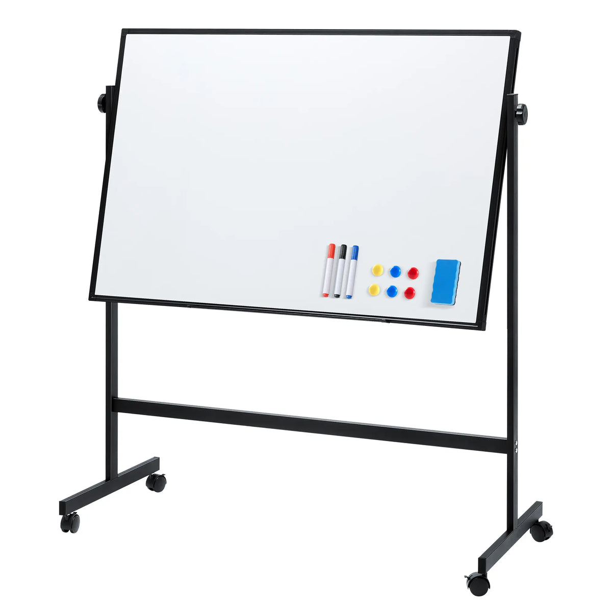 Rolling Whiteboard on Black Frame with Wheels