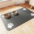 Dark Grey Pet Feeding Mat with Paw Prints