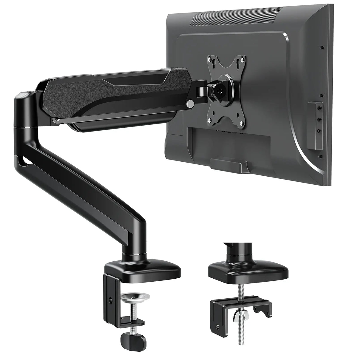 Black Adjustable Single Monitor Desk Arm with Clamp