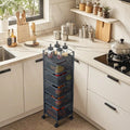 Five-Tier Rolling Mesh Basket Cart in Dark Gray