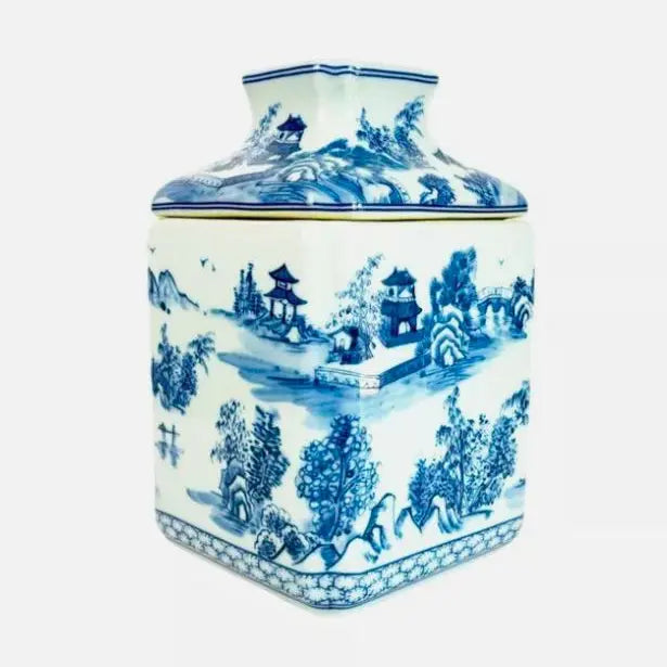 Blue and White Porcelain Tissue Box Cover