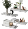 Four-Piece White Marble Look Floating Shelf Set