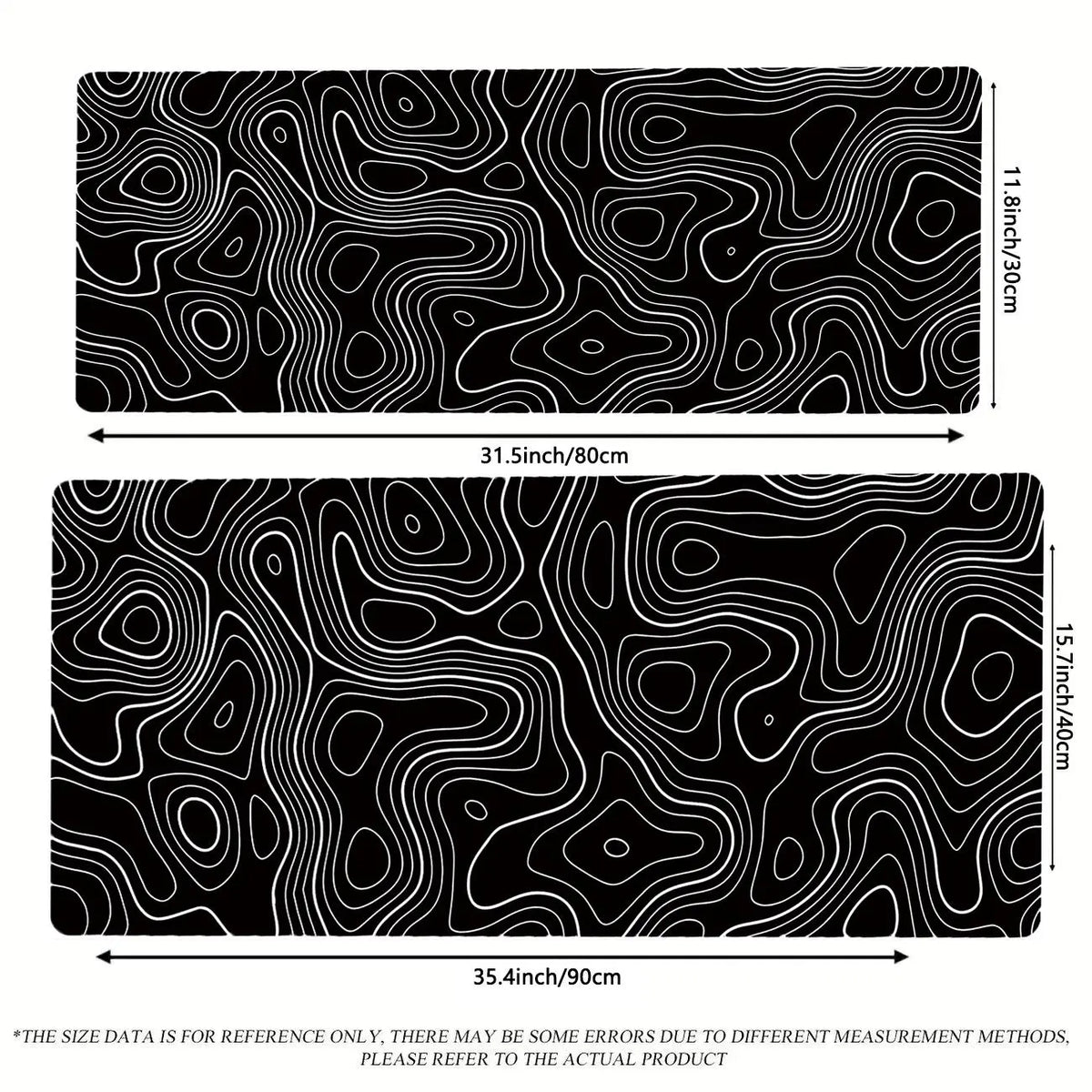 Black Contour Line Extended Desk Mat