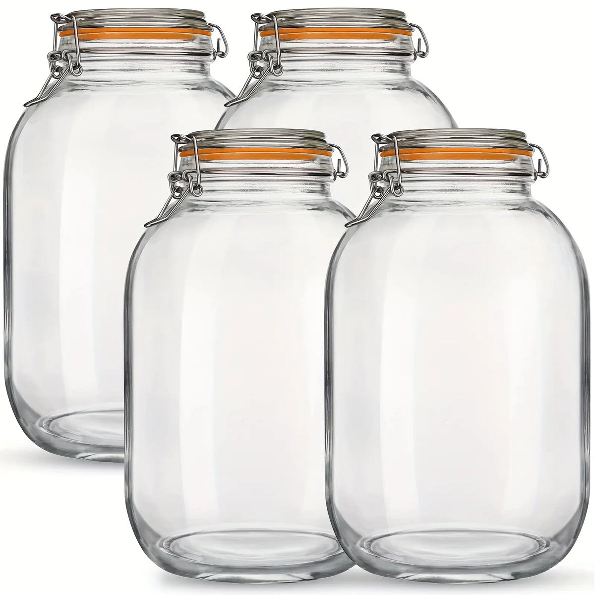 Large Clear Glass Jars with Hinged Clamp Lids