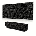 Black Contour Line Extended Desk Mat
