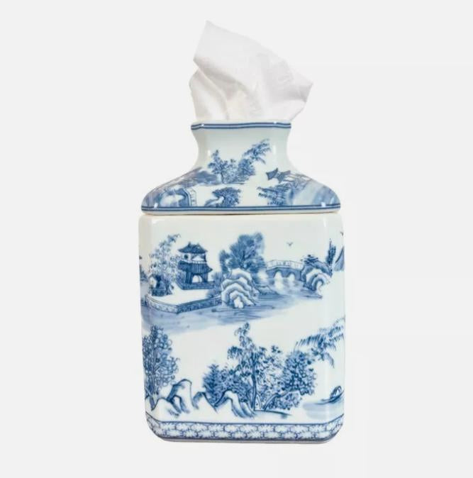 Blue and White Porcelain Tissue Box Cover