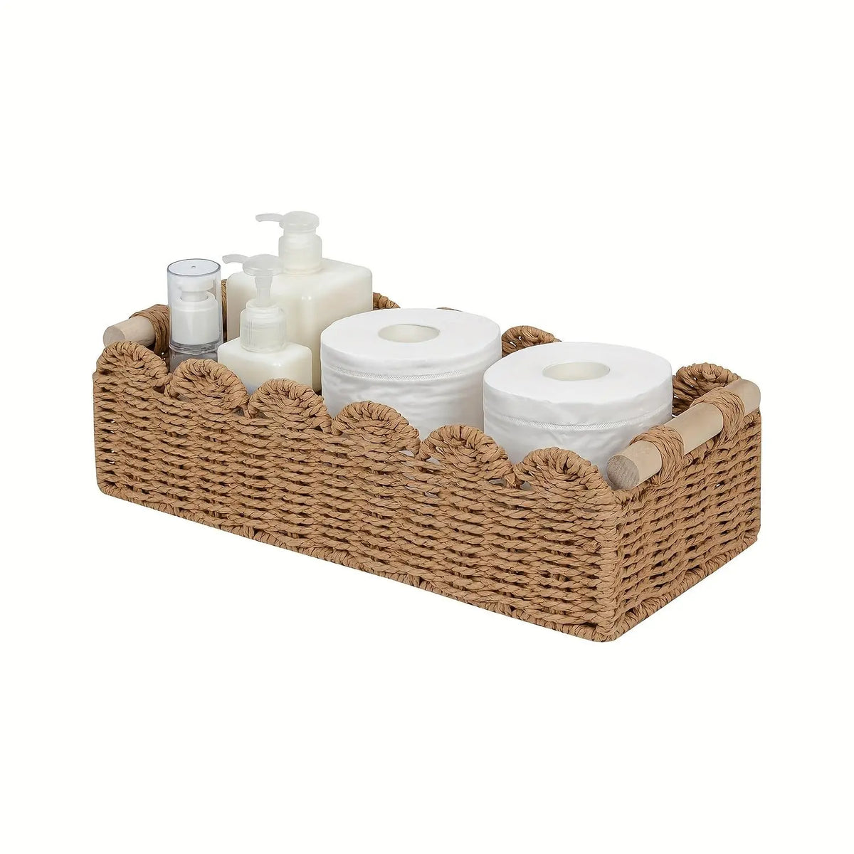 Woven Paper Rope Basket with Scalloped Edge