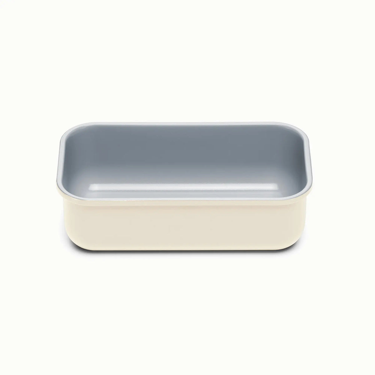 Cream Rectangular Loaf Pan with Grey Interior