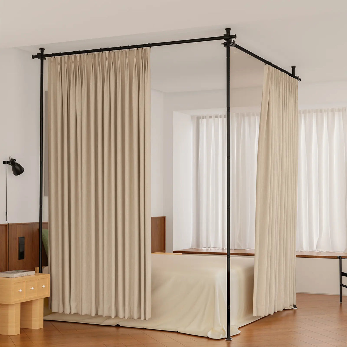 Black Metal Pipe Room Divider Frame