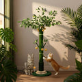 Tall Green Sisal Cat Scratching Post with Hanging Balls