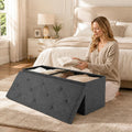 Gray Tufted Folding Storage Ottoman Bench