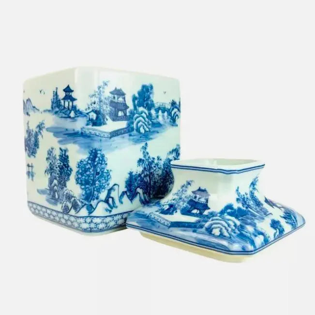 Blue and White Porcelain Tissue Box Cover