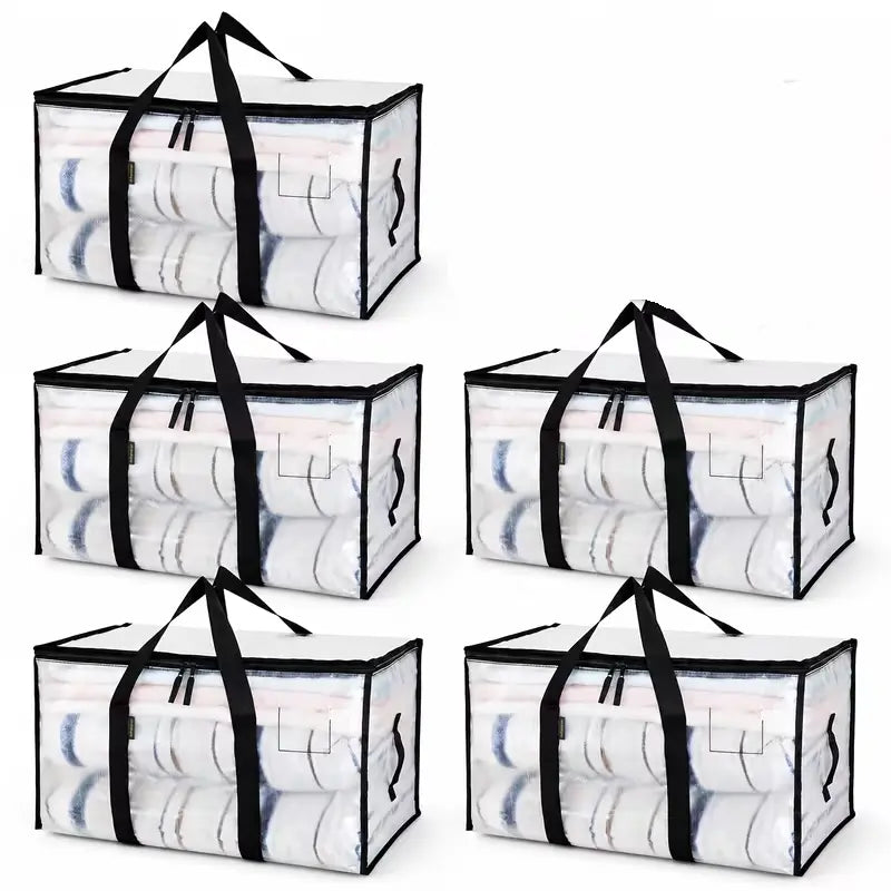 Clear Zippered Storage Bags with Black Handles