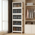 Five Tier Cream Stacking Storage Cabinet on Wheels