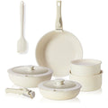 Cream Speckled Cookware Set With Detachable Handles
