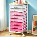 White Rolling Cart with Pink and White Drawers
