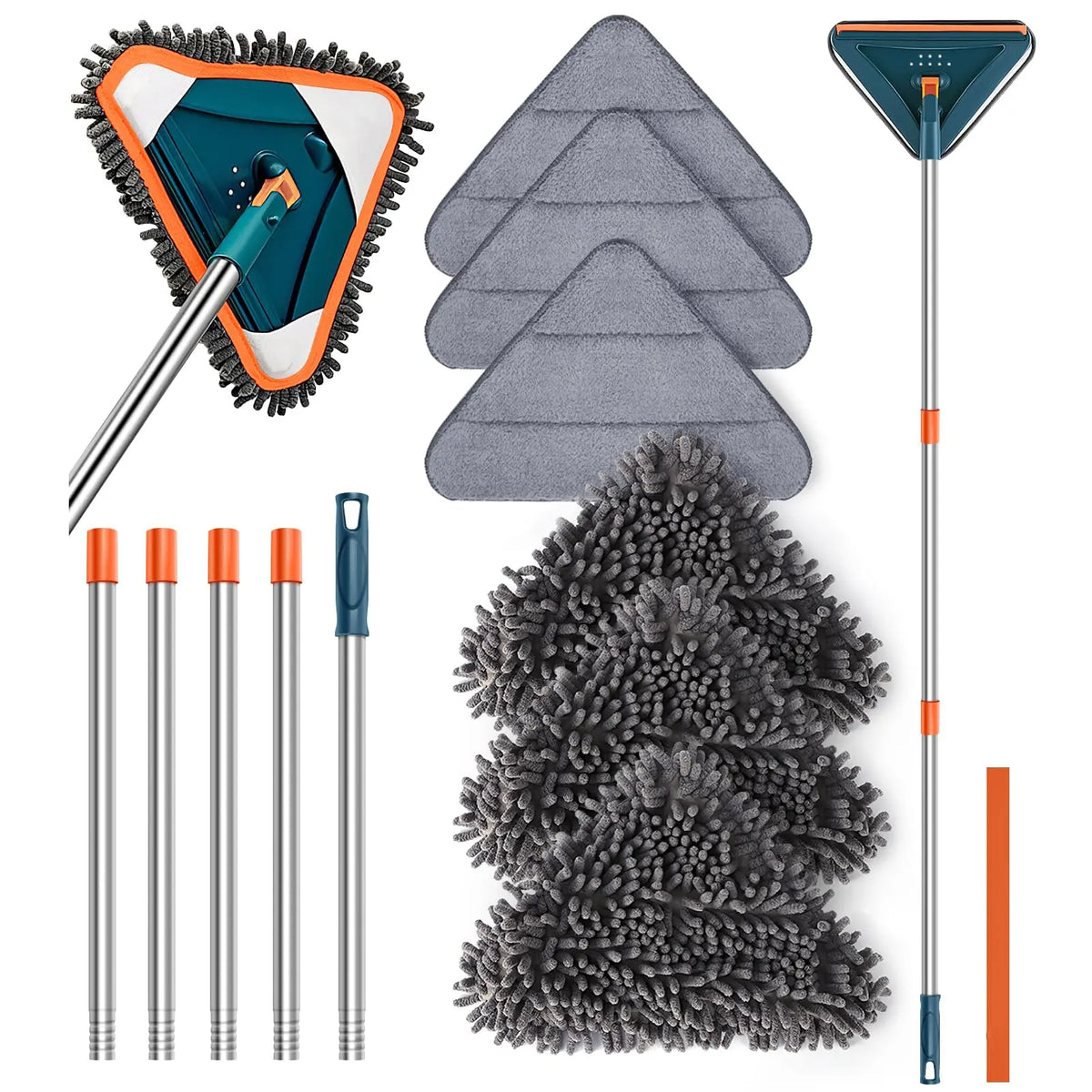 Extendable Triangle Head Mop with Spare Pads