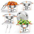 Round Stainless Steel Chafing Dishes with Copper Trim