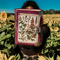 Plum Leather Journal with Botanical Print Cover