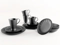Matte Black Dinnerware Set with Spiderweb Pattern