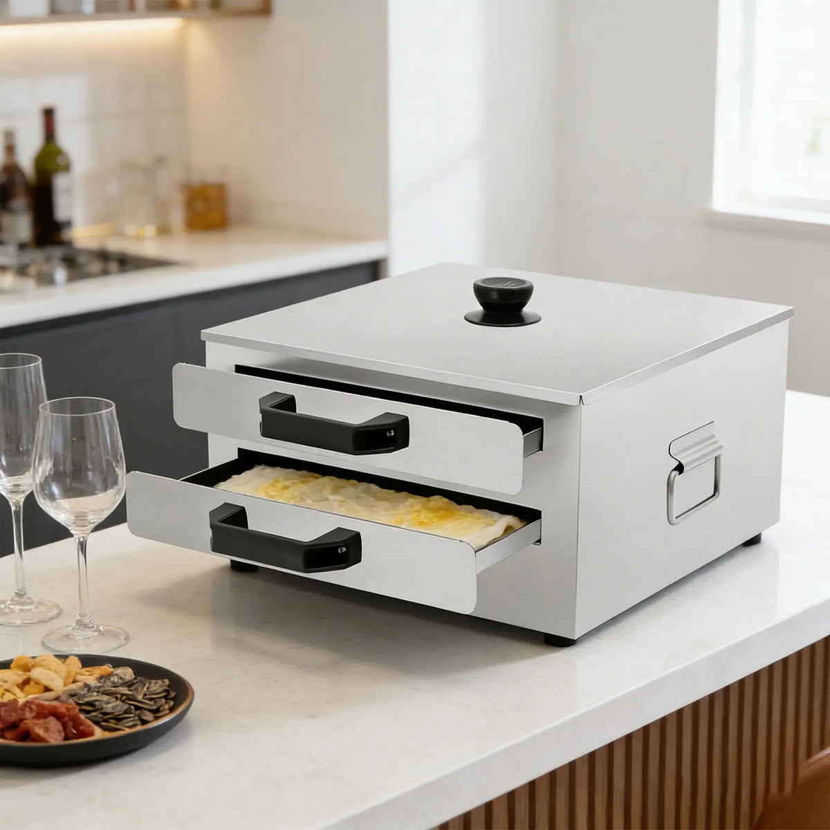 Stainless Steel Two-Drawer Rice Noodle Roll Steamer