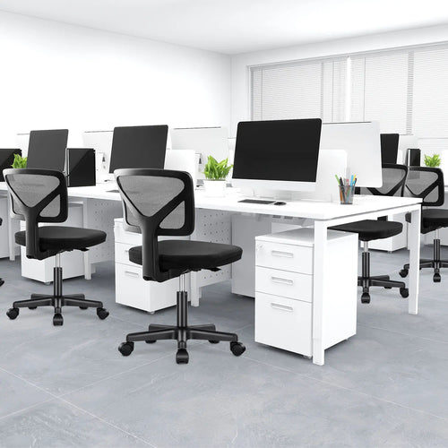 Armless Black Mesh Back Swivel Office Chair