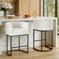 Cream Fabric Counter Stools with Black Metal Frames