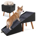 Charcoal Fabric Pet Ramp With Wooden Legs