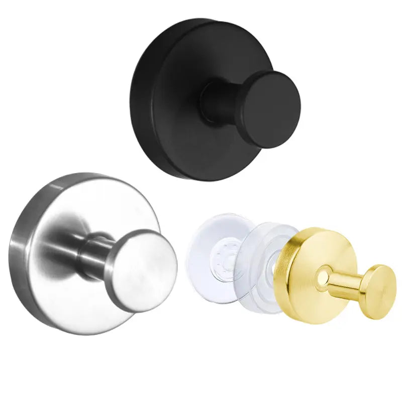 Round Brushed Steel Suction Cup Wall Hooks