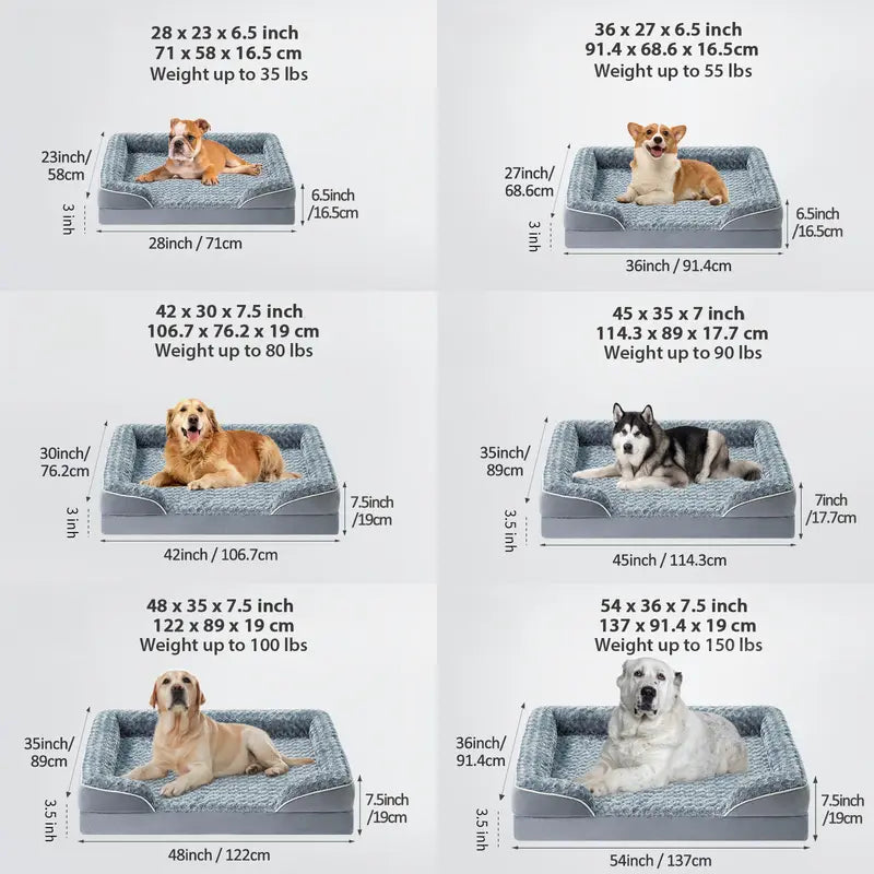 Gray Plush Orthopedic Dog Bed with Bolsters