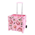 Pink Floral Folding Utility Cart with Wheels