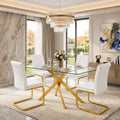 Rectangular Glass Dining Table With Gold Crossed Legs