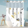 Watercolour Floral Shower Curtain with Clear Top Panel