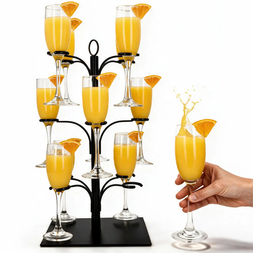Black Metal Tree Stand for Champagne Flutes